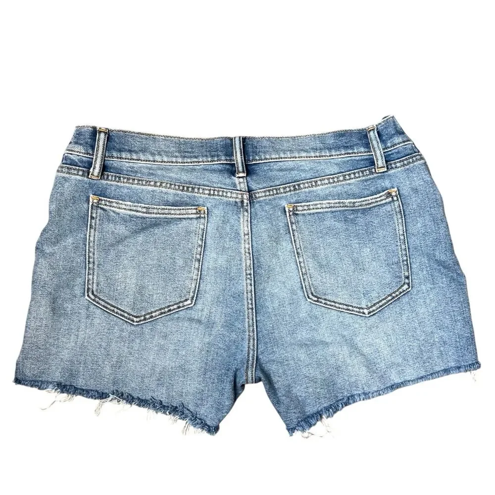 HATCH Maternity The Cut Off Denim Jean Shorts Size 30 Blue Distressed Stretch - Picture 4 of 9